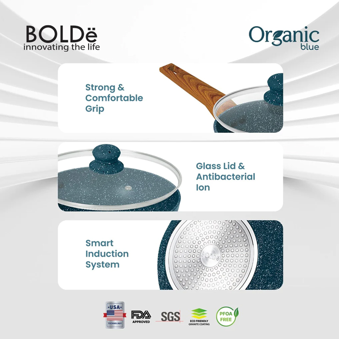 Bolde Organic Blue Cookware Set 5 Fry Pan Set